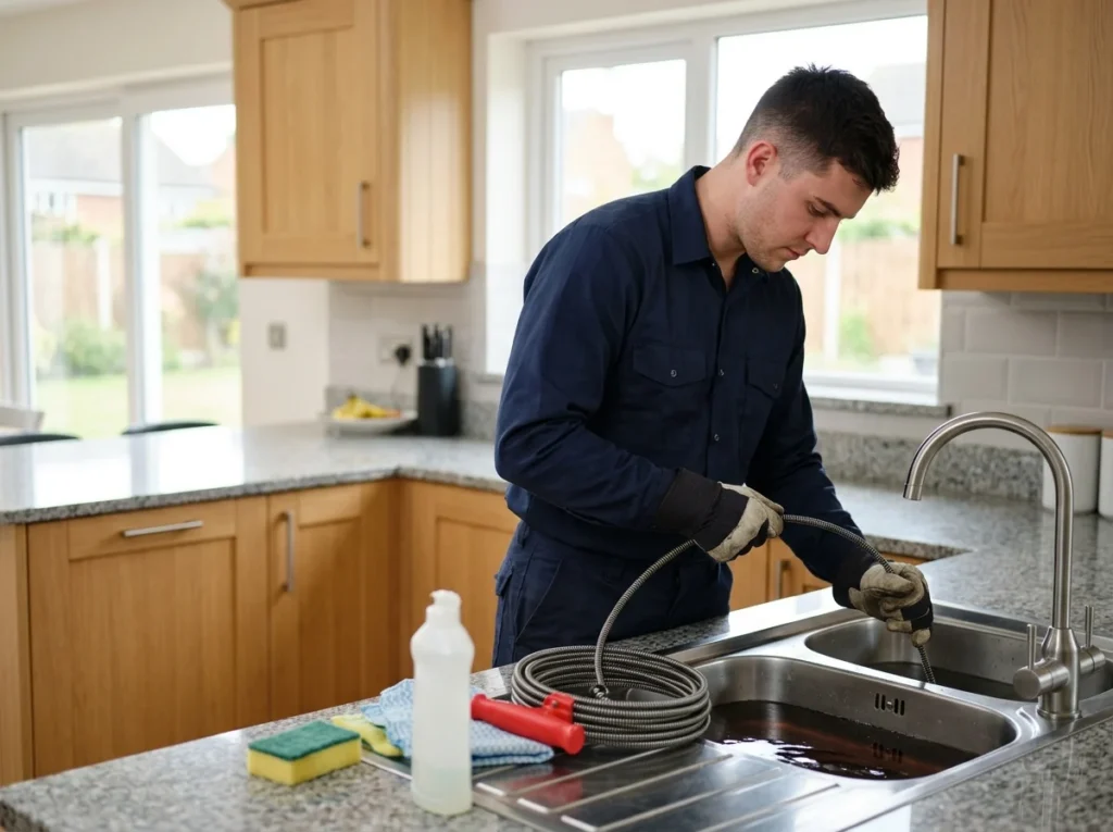 Clearing a blocked kitchen drain